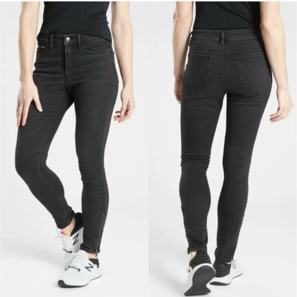 Athleta Sculptek Ultra Skinny Zip Ankle Jeans Carbon Wash Size 10